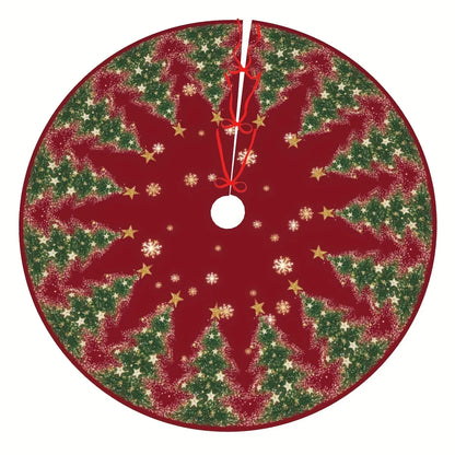 VIKAMA Snowflake Pine Christmas Tree Skirt Rug