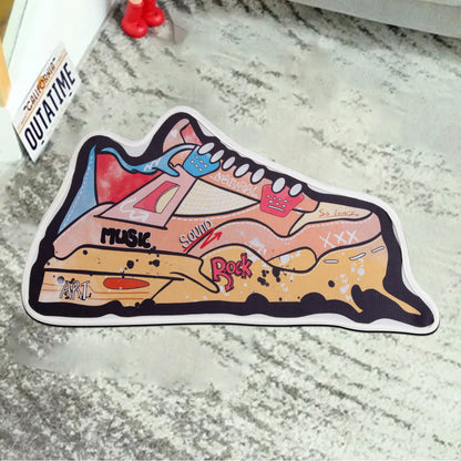 Yellow Basketball Shoes Shaped Non-Slip Area Rug