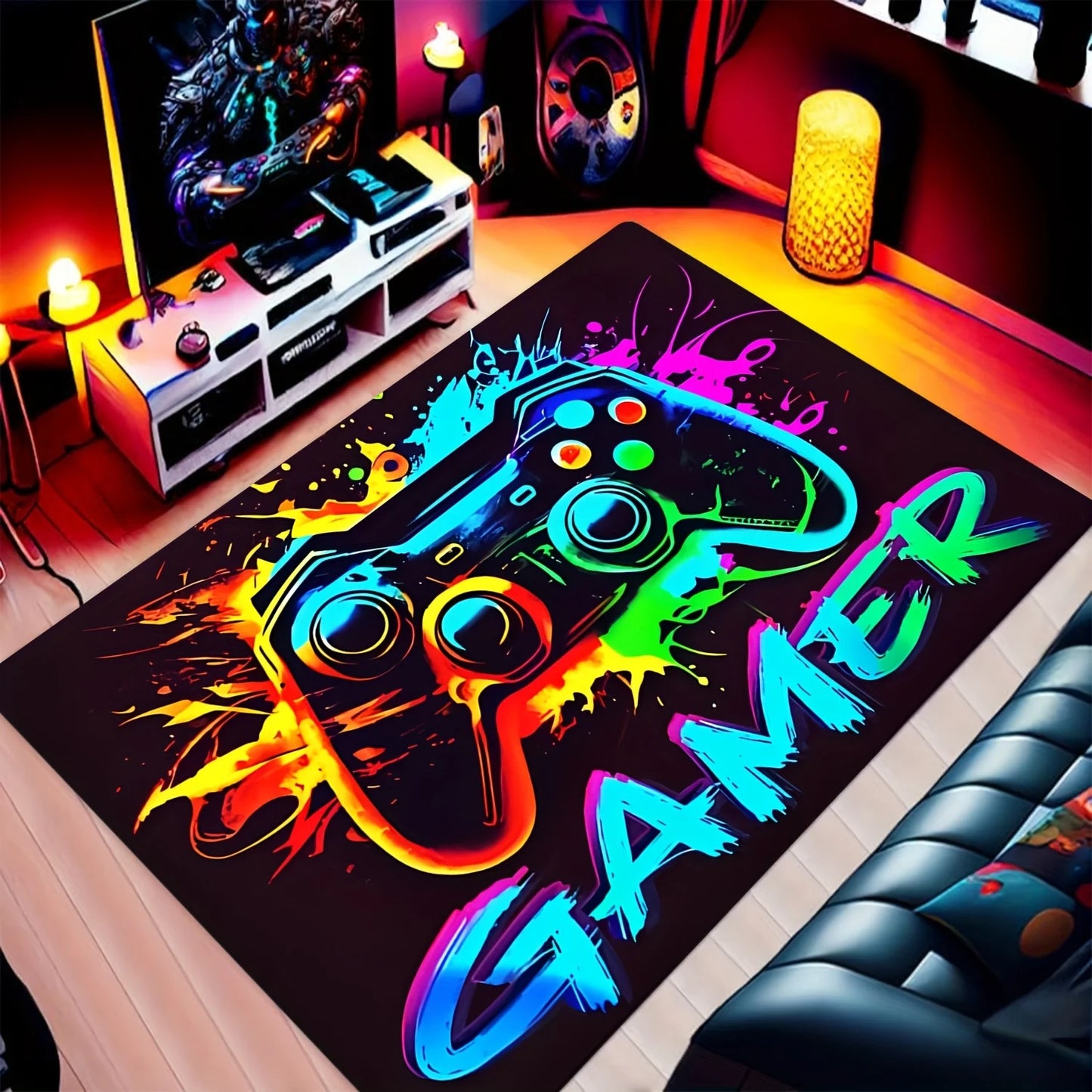 Colorful Game Controller Pattern Non-Slip Doormat