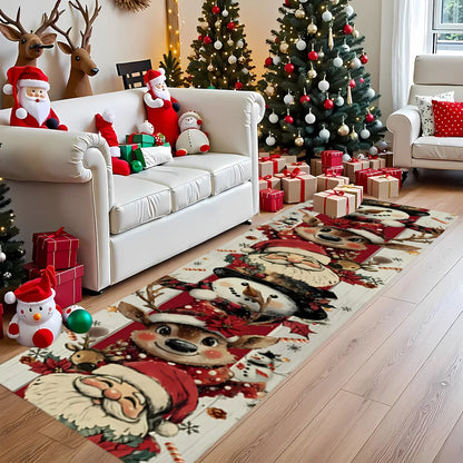 Extra-long washable Christmas runner rug for hallway decor