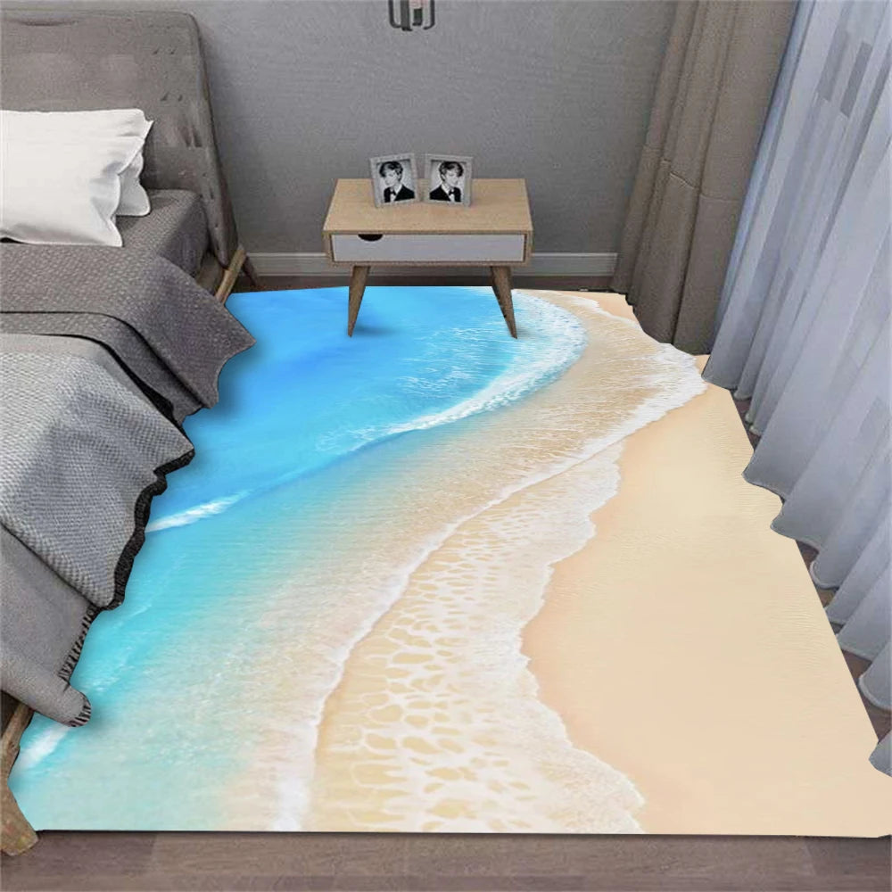 Summer Beach Shell Wave Area Rug