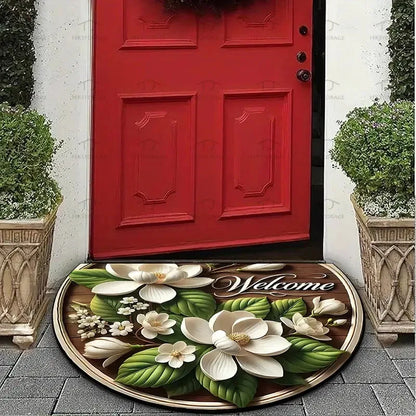 Boho half-round crystal velvet non-slip entryway floor mat