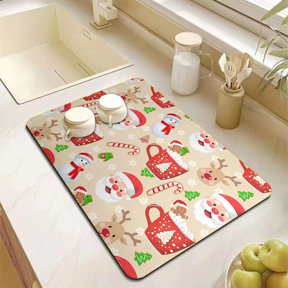 Christmas Tree Absorbent Kitchen Drying Mat