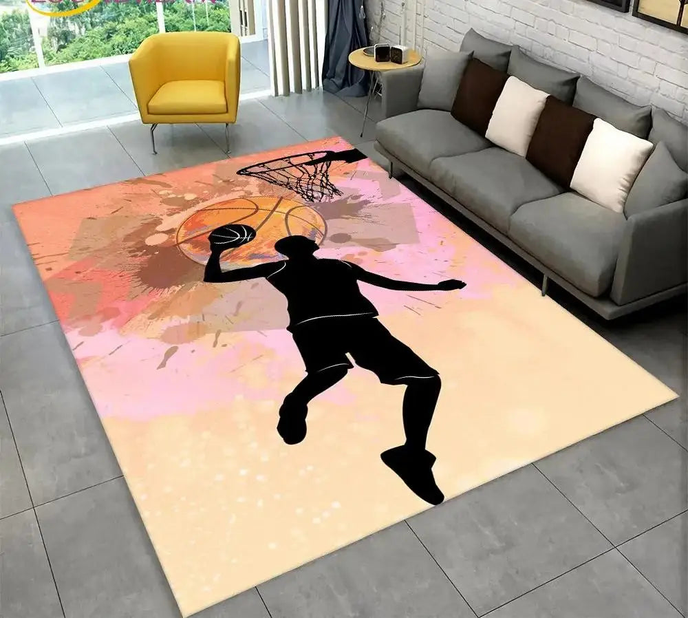 Basketball Cartoon Indoor Non-Slip Area Rug