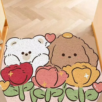 Cartoon silk ring non-slip entrance door mat