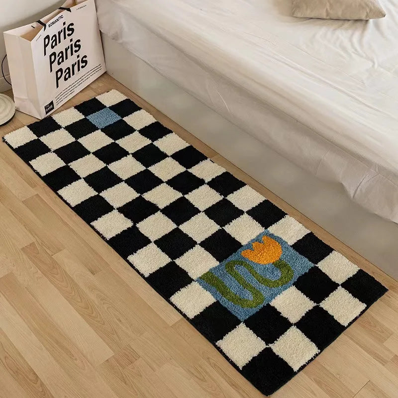 VIKAMA Colorful Geometric Striped Carpet Soft Faux Cashmere Living Room Bedroom Floor Mat