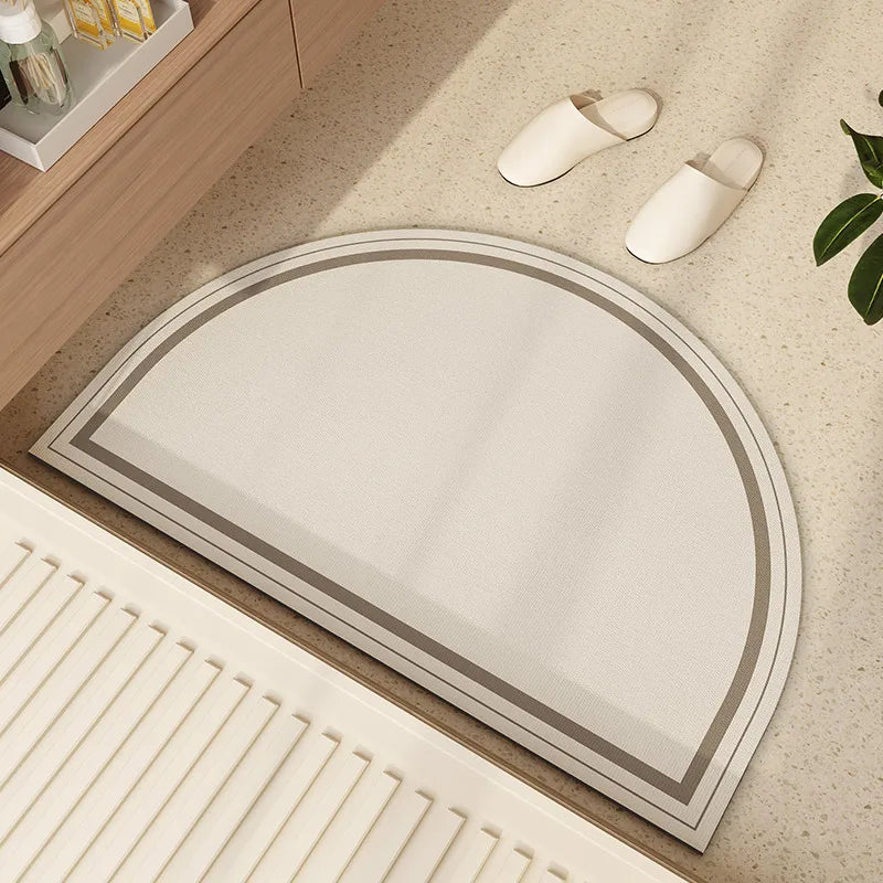 VIKAMA Semi-Circular Diatomite Bathroom Floor Mat Absorbent Non-Slip Entrance Door Mat