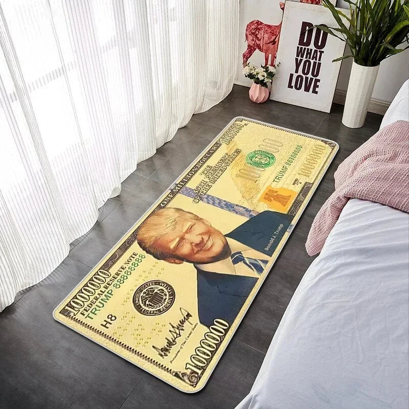 VIKAMA Creative Banknote Long Strip Floor Mat Soft Non-Slip Bedroom Bedside Rug