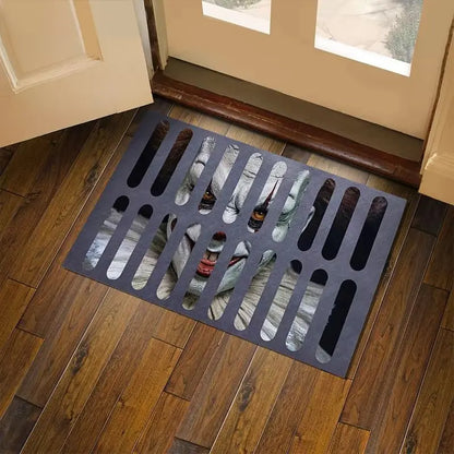 VIKAMA Halloween Clown Trap Rug 3D Illusion Non-Slip Bathroom Entrance Mat Home Decor
