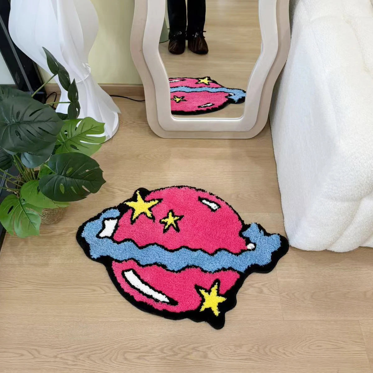 Pink Planet Tufted Fluffy Non-Slip Rug