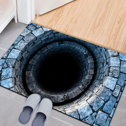 3D Stone Hole Illusion Doormat