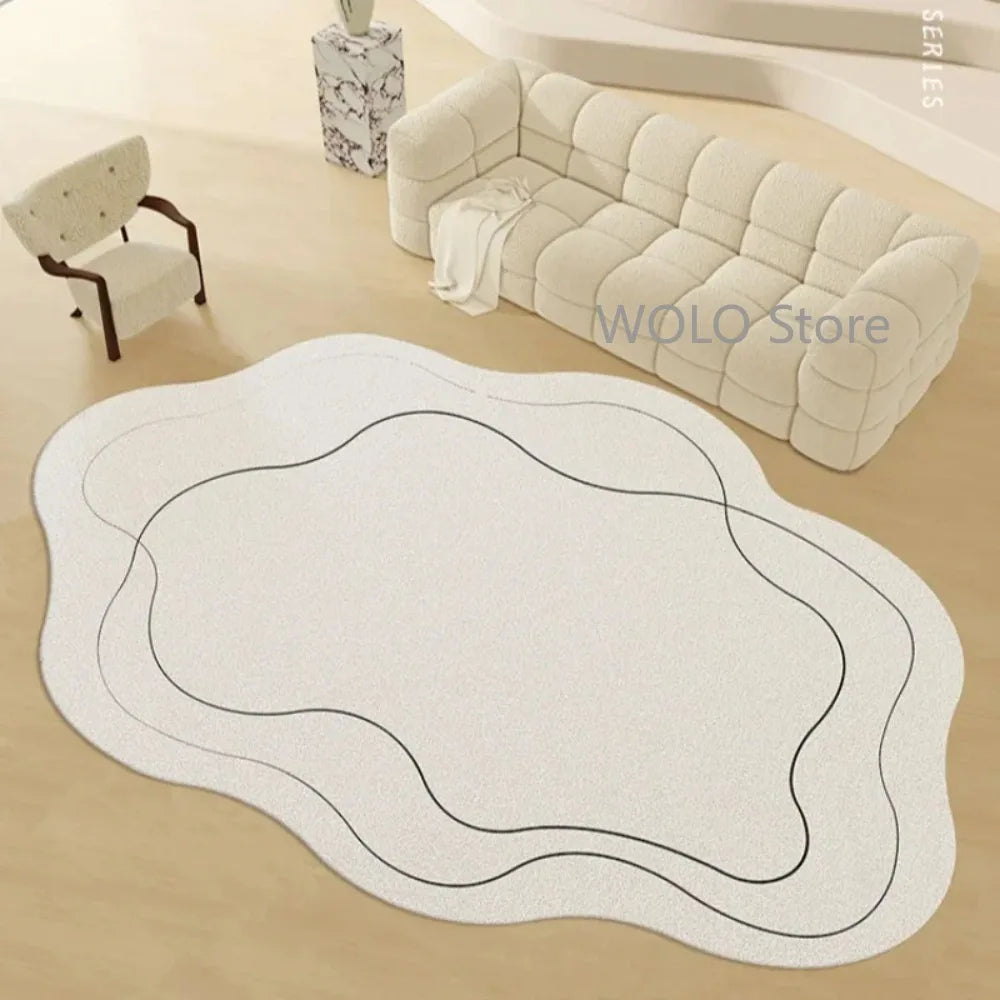 Cream Irregular Soft Fluffy Area Rug