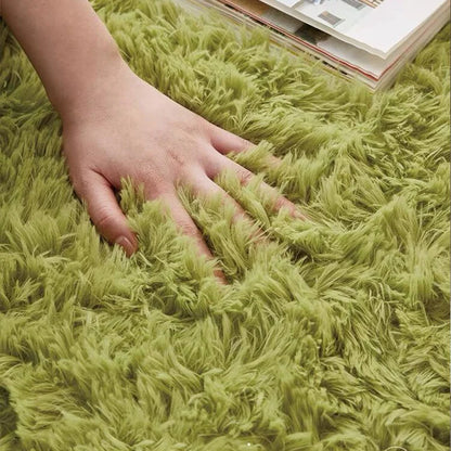 Fluffy Plush Sofa & Coffee Table Area Rug