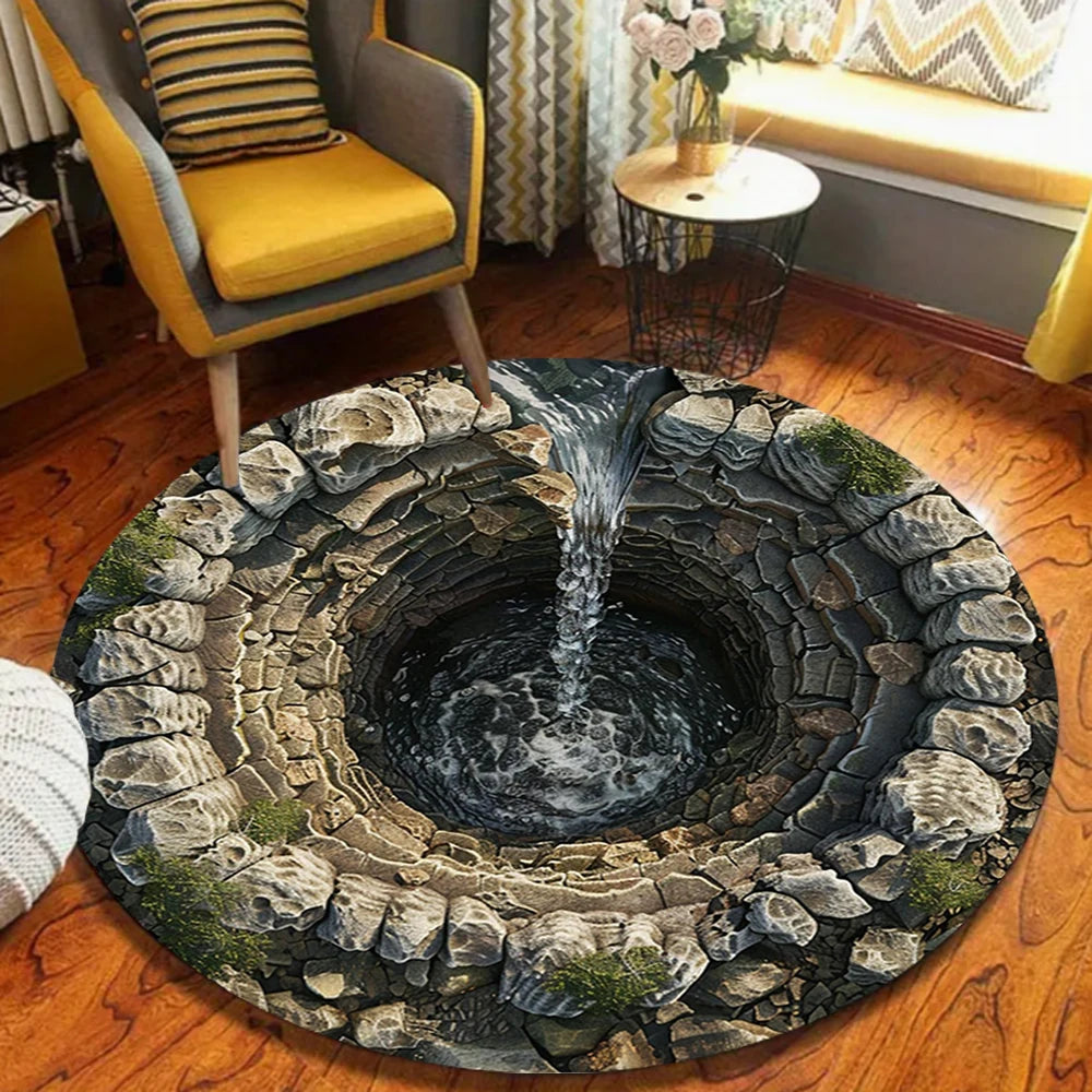 3D abyss hole illusion round rug