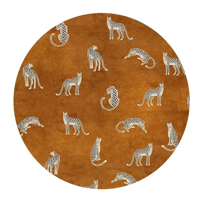 Leopard Print Round Fluffy Non-Slip Area Rug