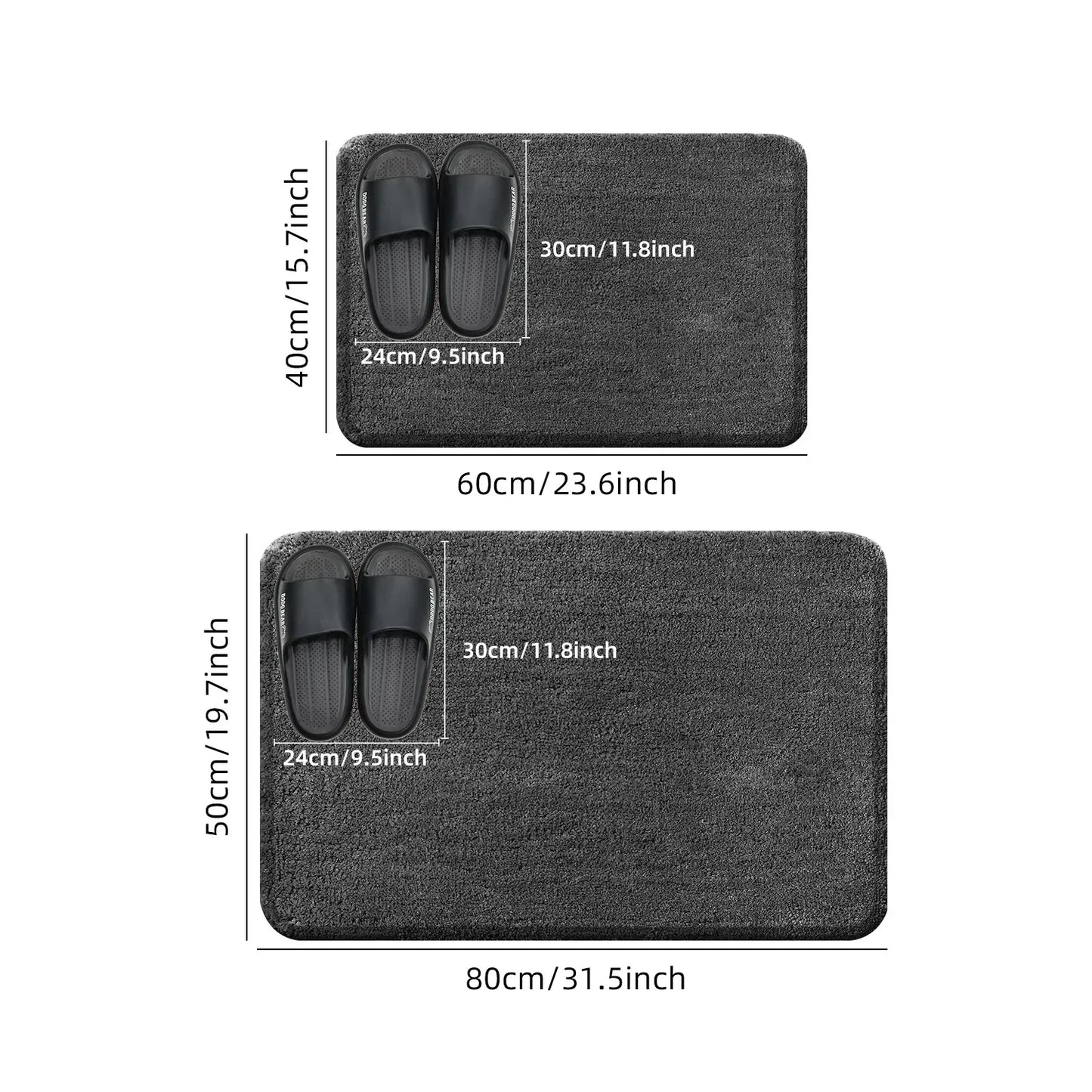 Rounded Thick Plush Bathroom Mat Absorbent Non-Slip Bathtub Entrance Door Floor Rug Home Decor