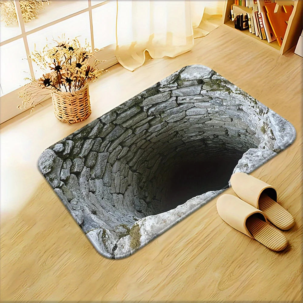 VIKAMA 3D Polyester Bath Mat Non-Slip Shower Bathroom Entrance Rug Home Decor