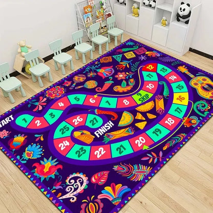 Snakes and Ladders Game Pattern Area Rug