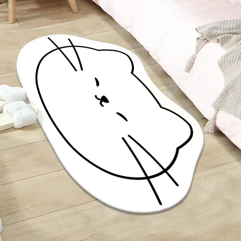 Cartoon Cashmere-Style Carpet Soft Non-Slip Washable Quick-Dry Living Room Bedroom Bedside Floor Mat Home Decor