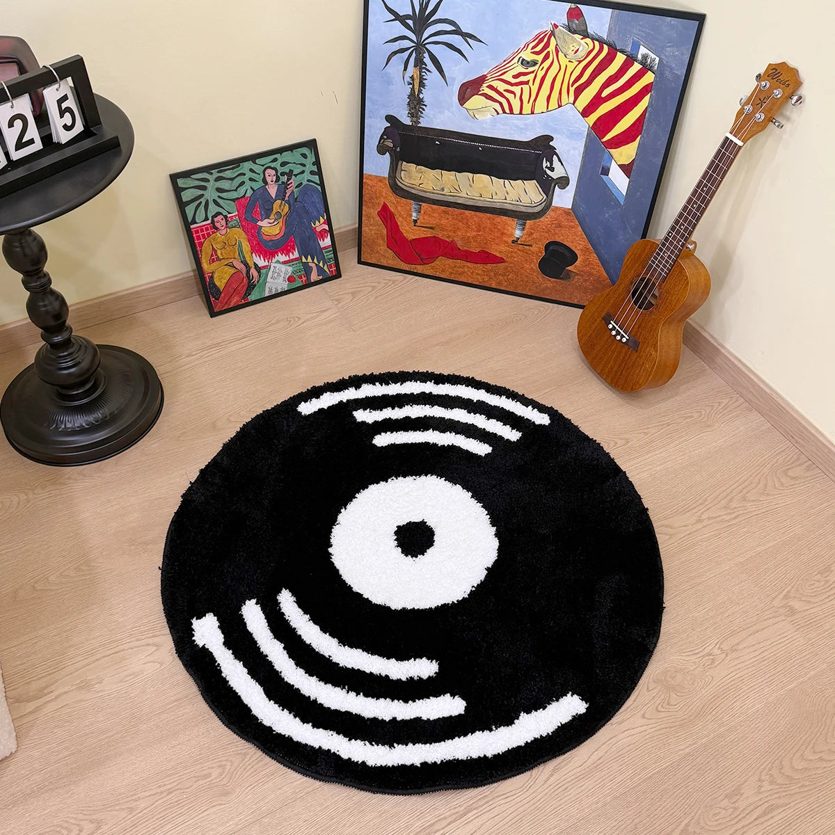 Creative Vinyl Record Tufted Fluffy Round Rug
