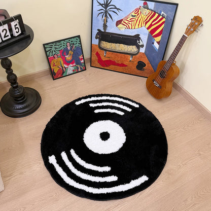 Creative Vinyl Record Tufted Fluffy Round Rug