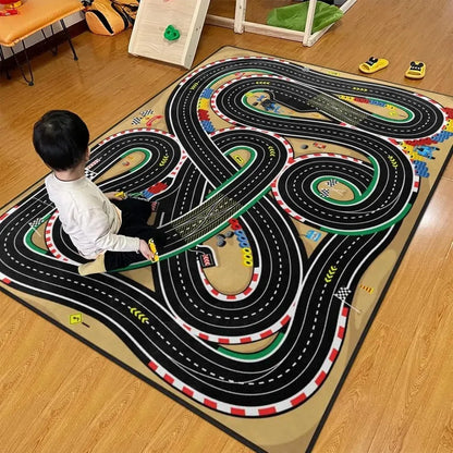 VIKAMA Racing Track Kids Play Rug