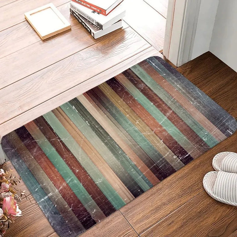Wood Stripe Non-Slip Washable Welcome Doormat