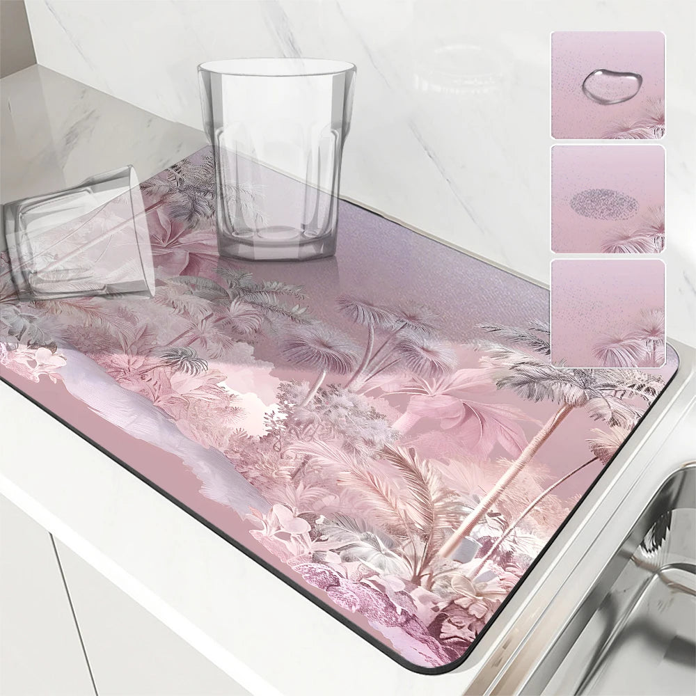 VIKAMA Diatomite Kitchen Mat Drainage Heat-Insulating Non-Slip Bathroom Doormat Home Decor
