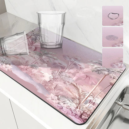 VIKAMA Diatomite Kitchen Mat Drainage Heat-Insulating Non-Slip Bathroom Doormat Home Decor