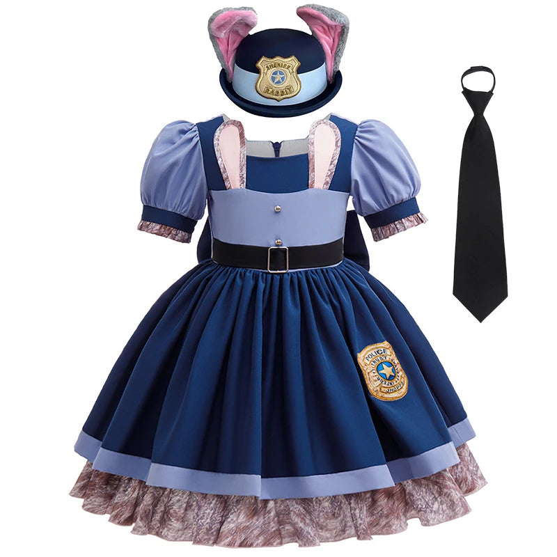 Zootopia Judy Bunny Police Officer Costume Dress For Girls