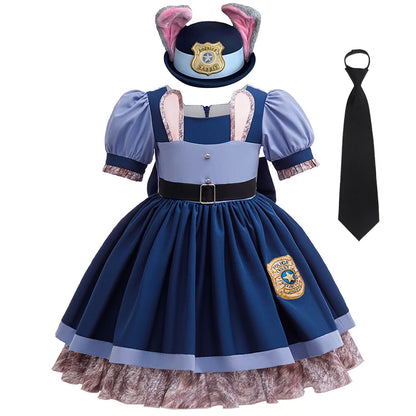 Zootopia Judy Bunny Police Officer Costume Dress For Girls