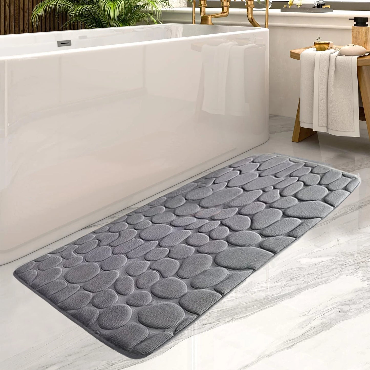 Large Size Bathroom Floor Mat Non-Slip Absorbent Long Strip Bathtub Rug 19.7x47.2in Home Decor
