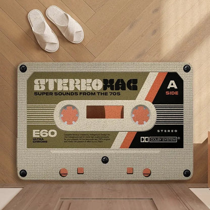 Retro cassette tape dirt-resistant floor mat