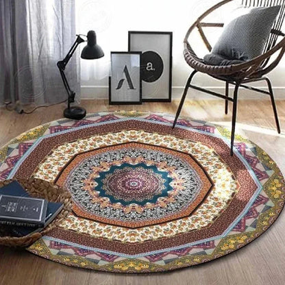 Vintage Bohemian Circular Ethnic Area Rug