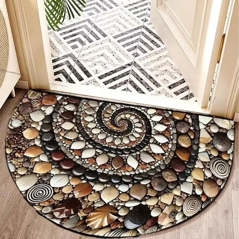 VIKAMA Butterfly Pattern Welcome Door Mat Semi-Circular Non-Slip Entrance Carpet