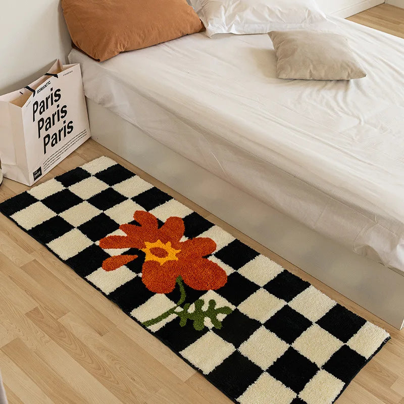 VIKAMA Checkerboard Cashmere-Feel Soft Area Rug