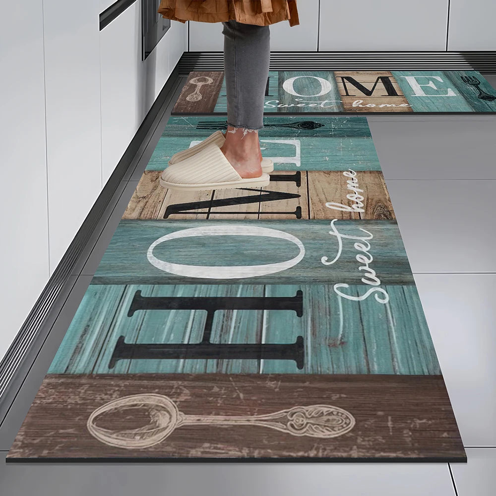 Kitchen Floor Mat Flannel Memory Foam Non-Slip Rug Entrance Hallway Bedroom Living Room Doormat Carpet Home Decor