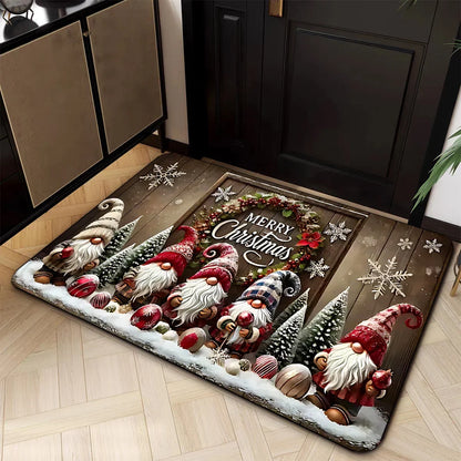 Santa Claus Christmas welcome door mat holiday decor rug