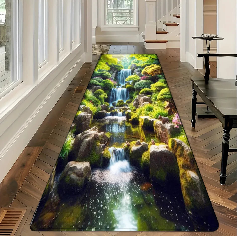 3D Japanese Waterfall Runner Rug