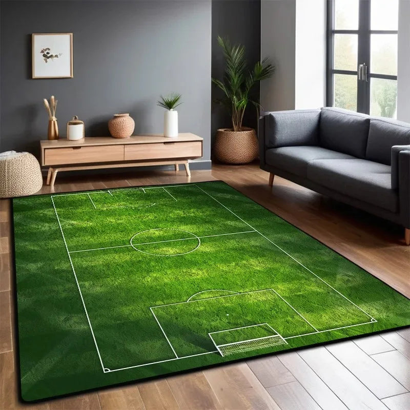 Football Field Rug Large Foldable Non-Slip Play Mat Kids Soccer Carpet Machine Washable Living Room Bedroom Home Decor