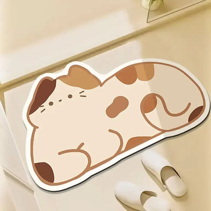 Diatom Mud Bathroom Absorbent Non-slip Toilet Floor Mat Cute Cartoon Door Mat