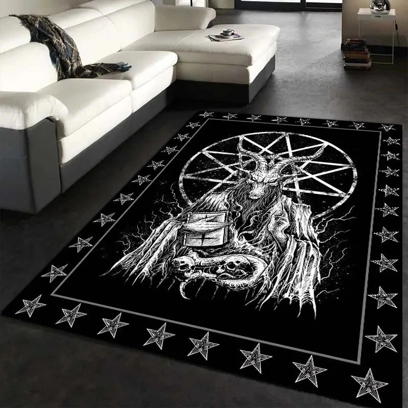 Witch Sun Moon Pentagram Gothic Area Rug