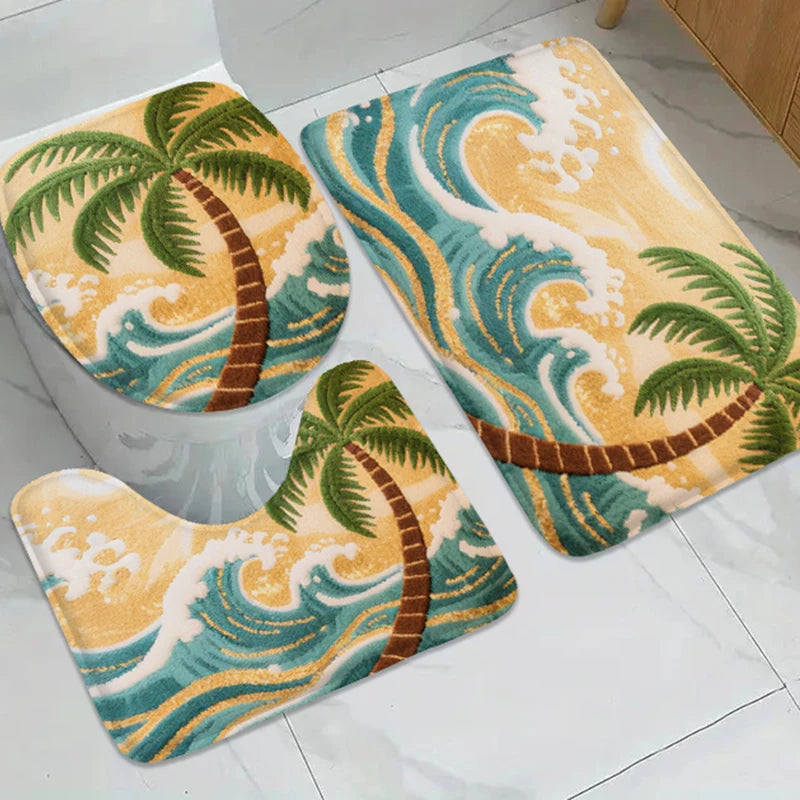 Ocean World Pattern Bathroom Non slip Mat Door Floor Mat Shower Room Carpet Bathtub Absorbent Foot Mat Decorative Mat
