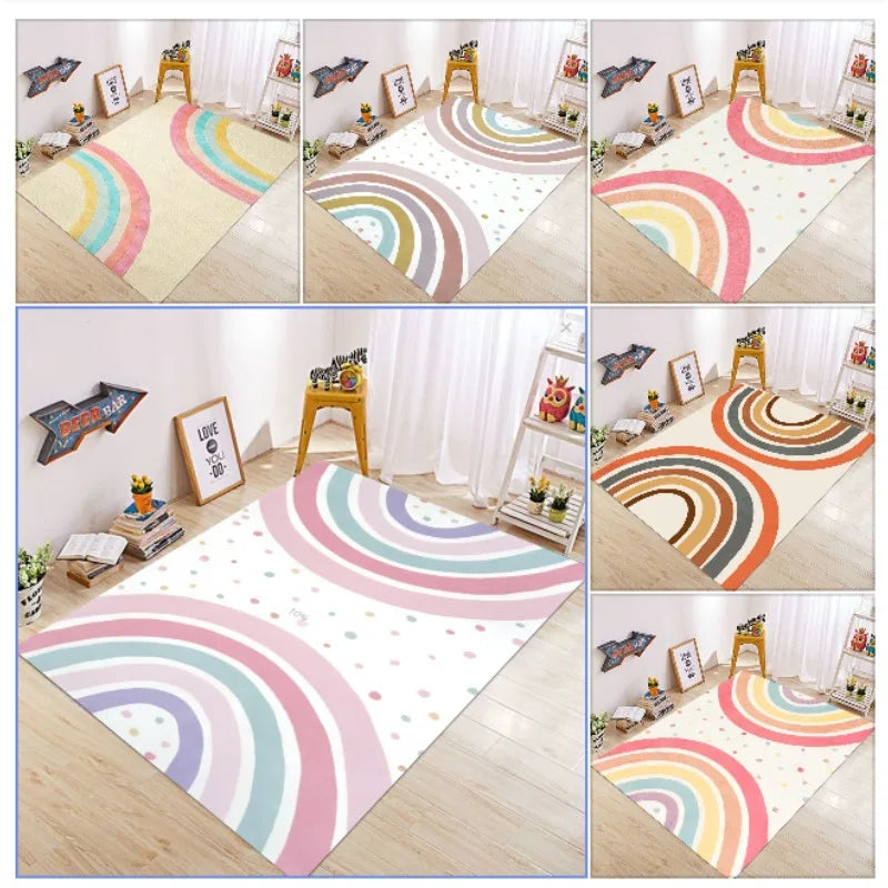 Cute Rainbow Kids Square Carpet