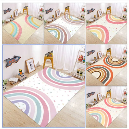 Cute Rainbow Kids Square Carpet