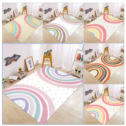 Cute Rainbow Kids Square Carpet