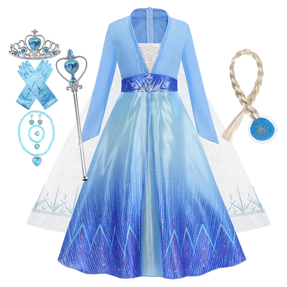 Disney Frozen Elsa Anna Princess Costume Dress For Girls
