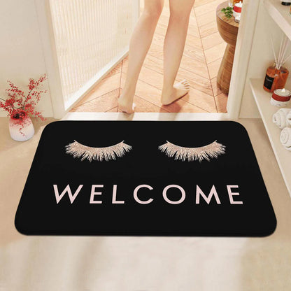 Pink Eye Print Letter Graphic Floor Mat Polyester Absorbent Non-Slip Entrance Door Rug Home Decorative Carpet