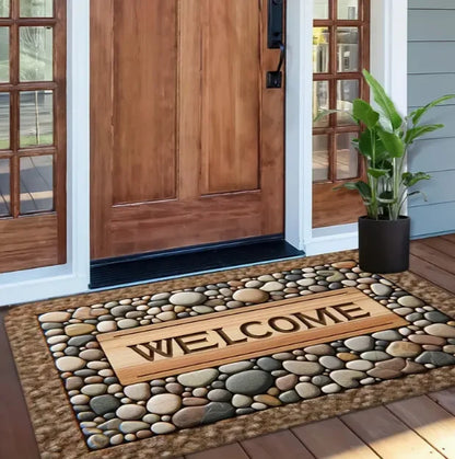 Stone patterned farmhouse welcome front door mat