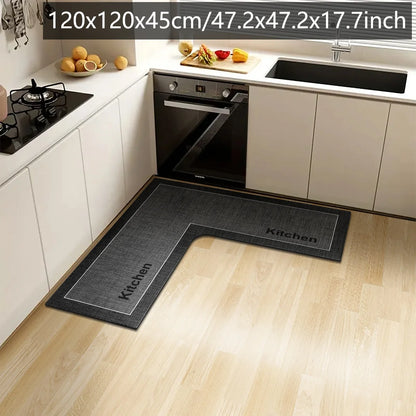 Simple L-Shaped Kitchen Non-Slip Floor Mat Diatom Mud Absorbent Bathroom Corner Door Foot Mat